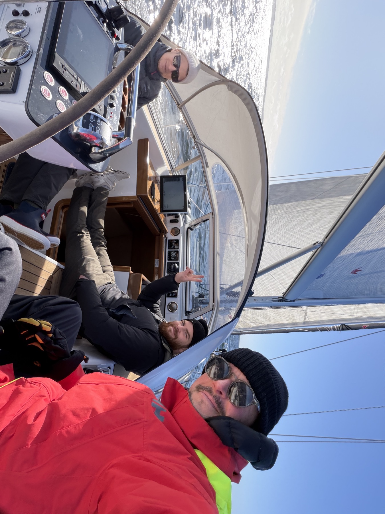 Andrew, Gyula, and Kyle in the cockpit