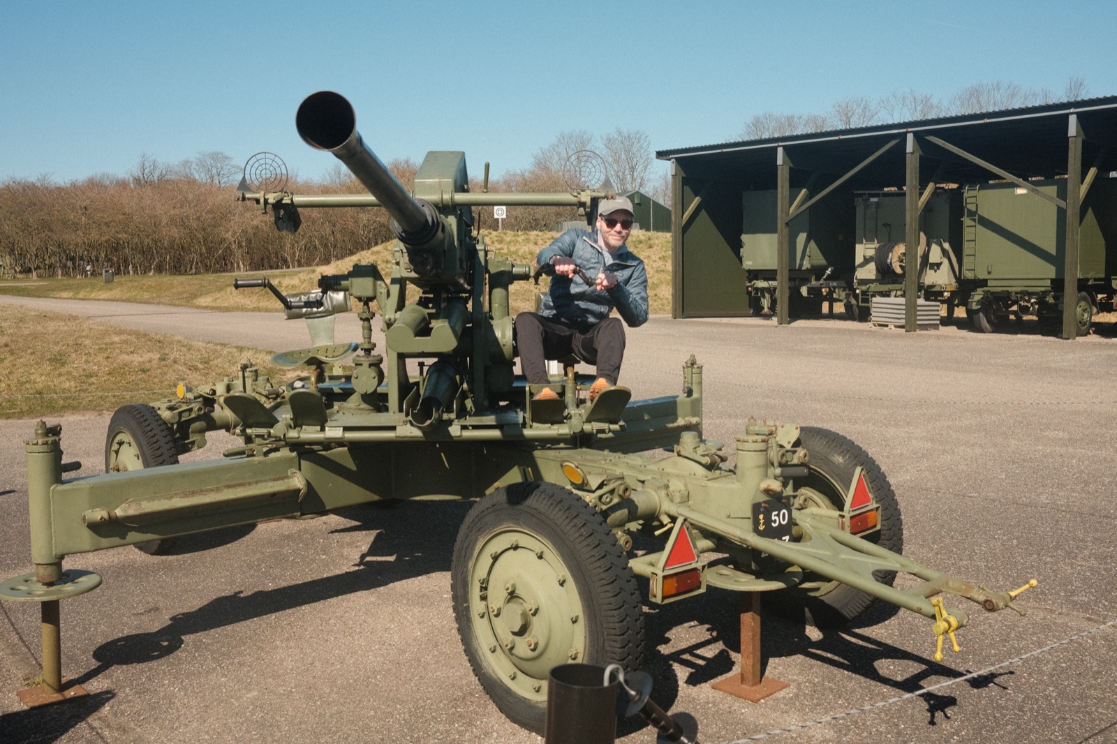 Eric on one of the anti-aircraft guns at the Cold War museum