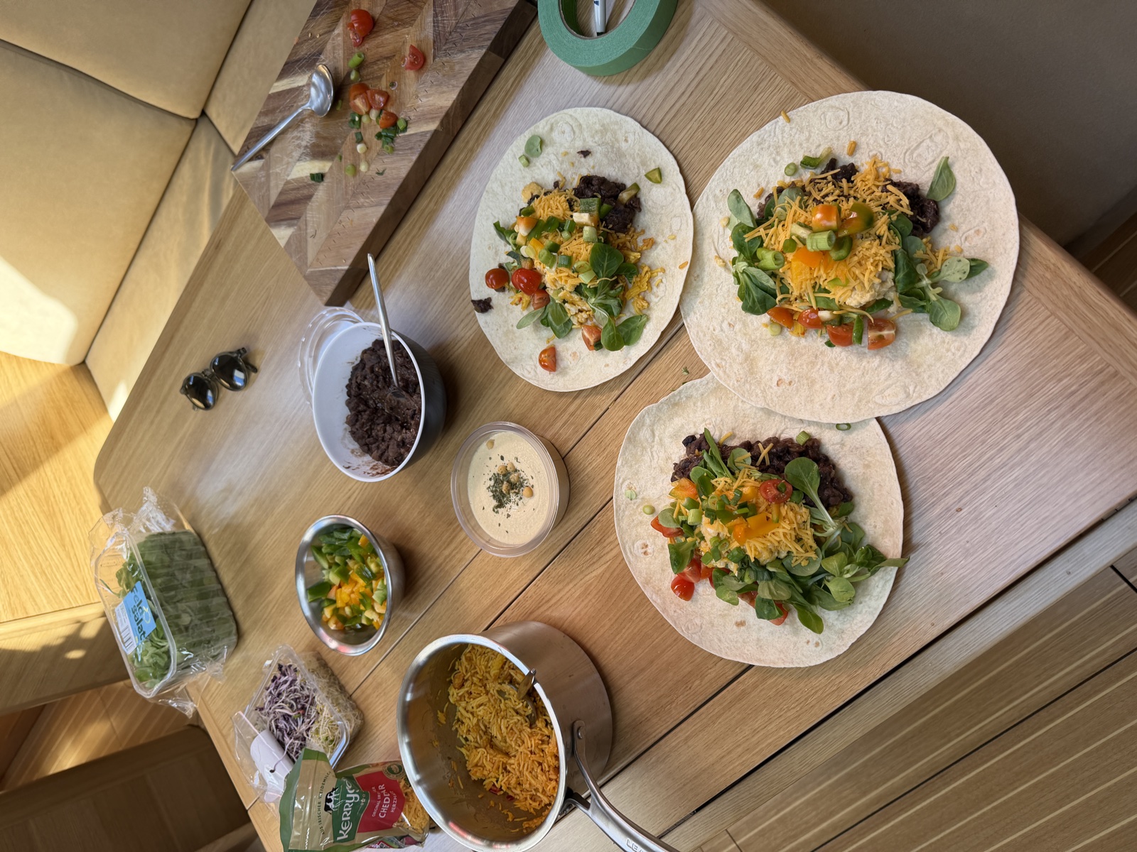 Tacos laid out for the passage prep meal