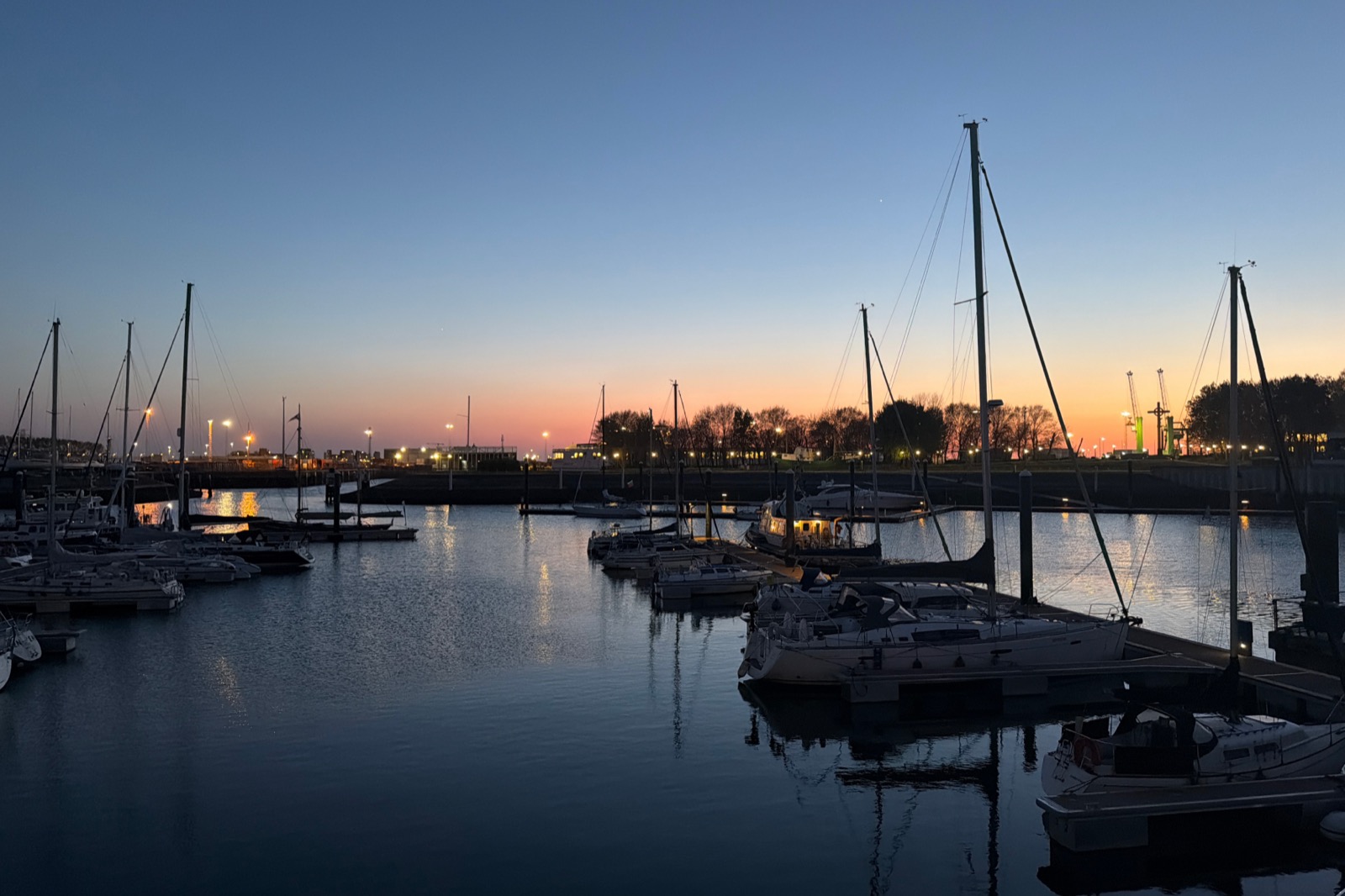 Zeebrugge marina at sunset