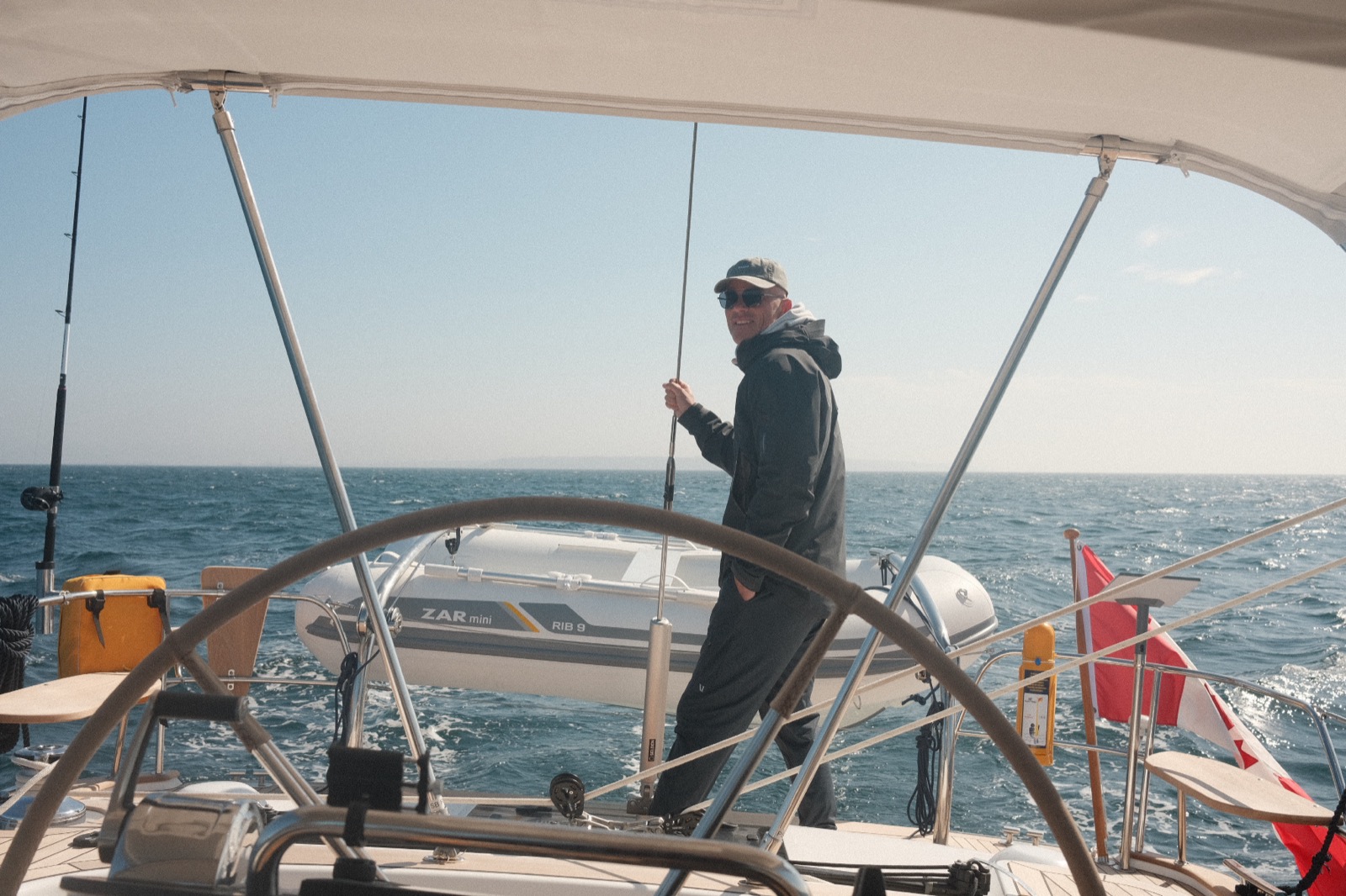 Damian on watch in the Bay of Biscay