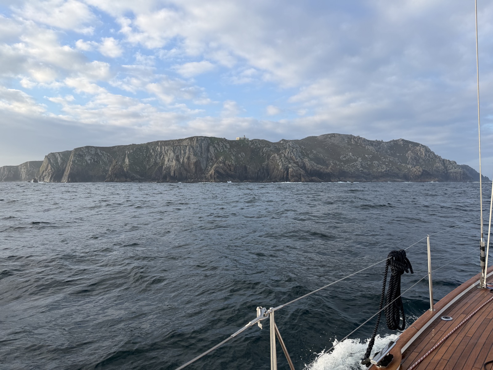 First sight of the Galician cliffs