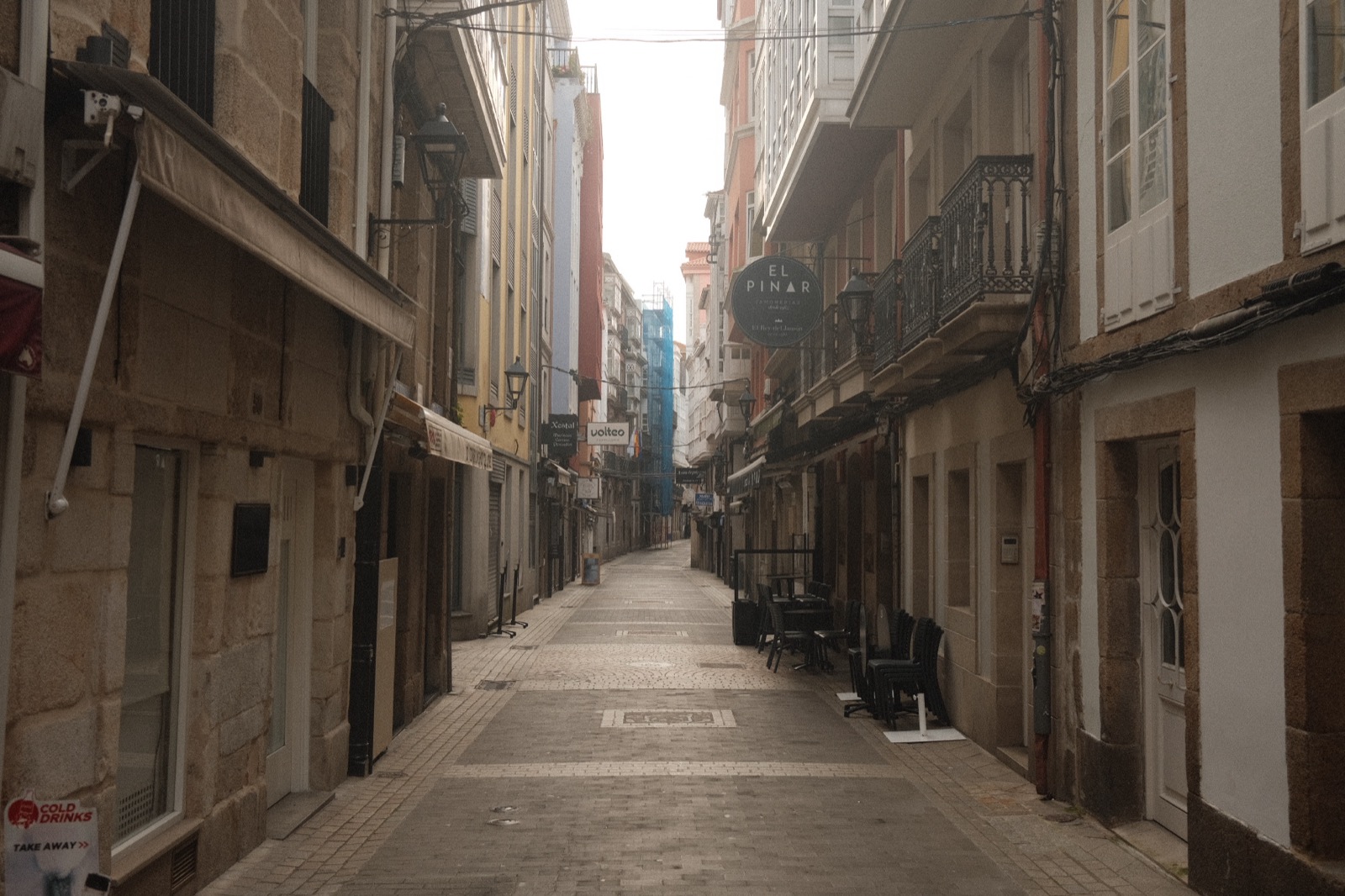 A Coruña old town streets in the morning