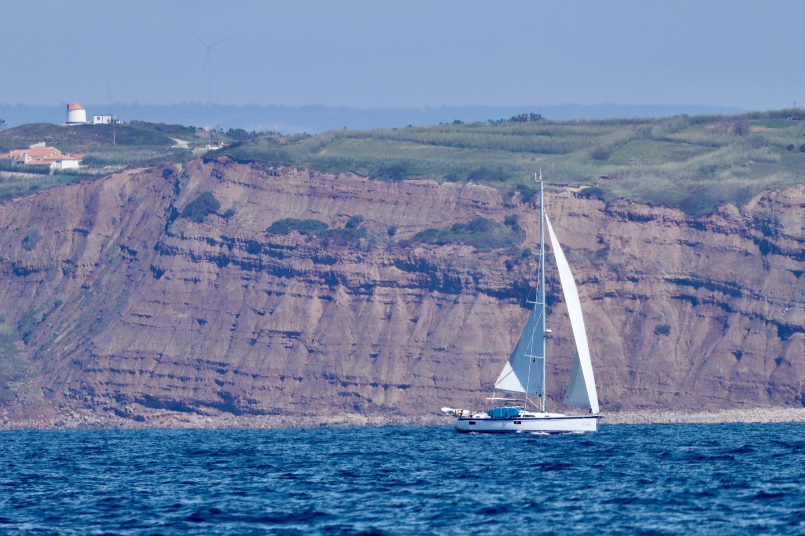 Stani sailing along the Portuguese cliffs
