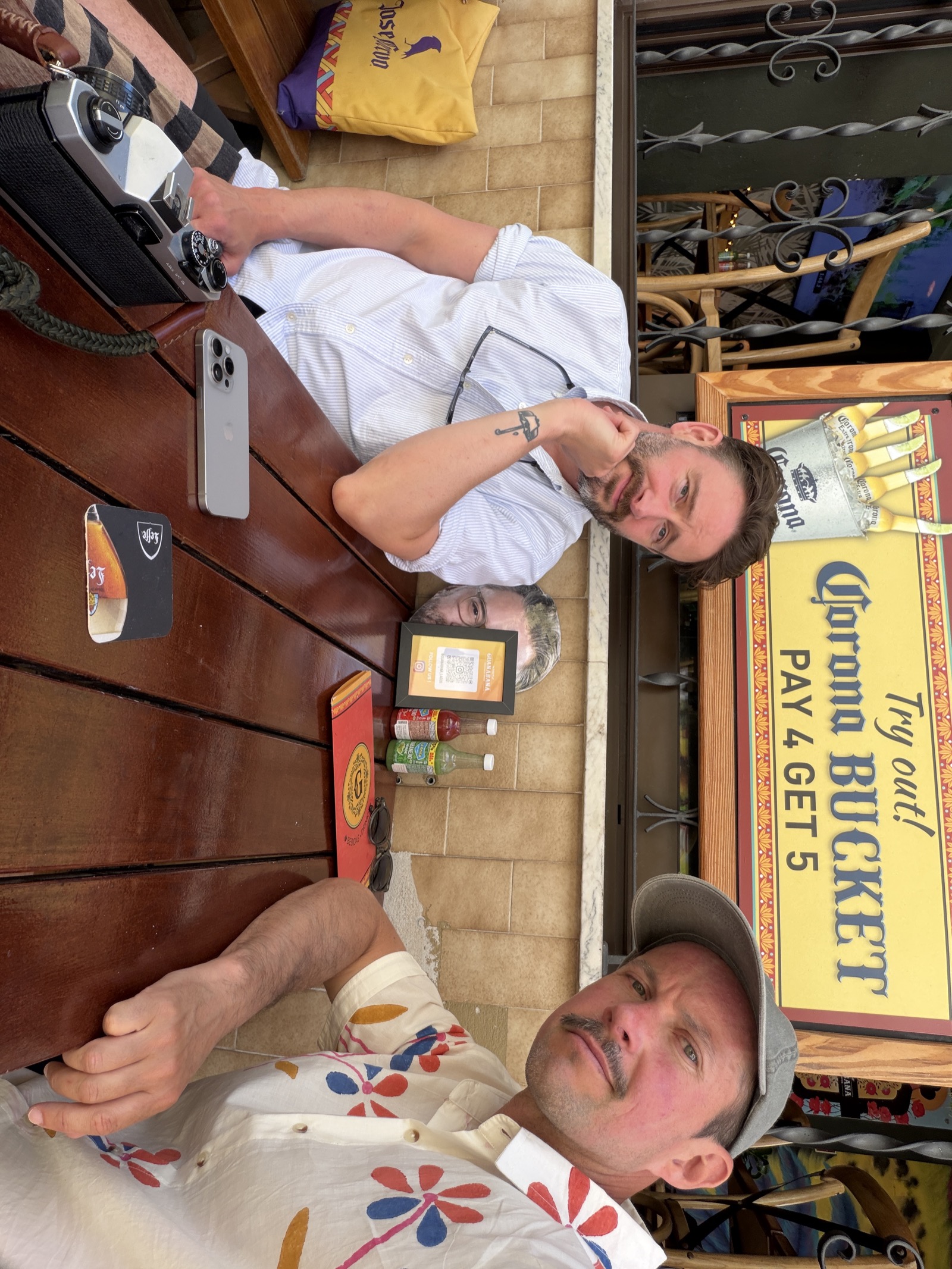 Kyle and Paddy at a bar in Lagos