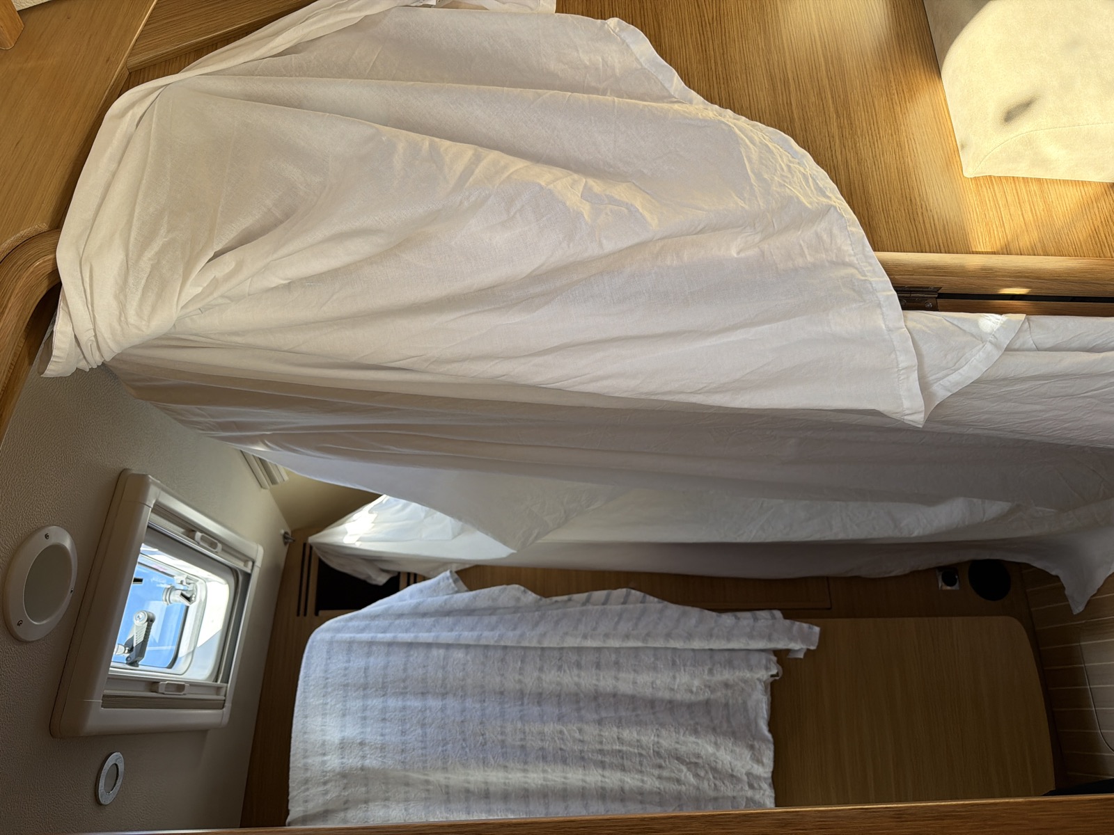 Laundry drying below decks