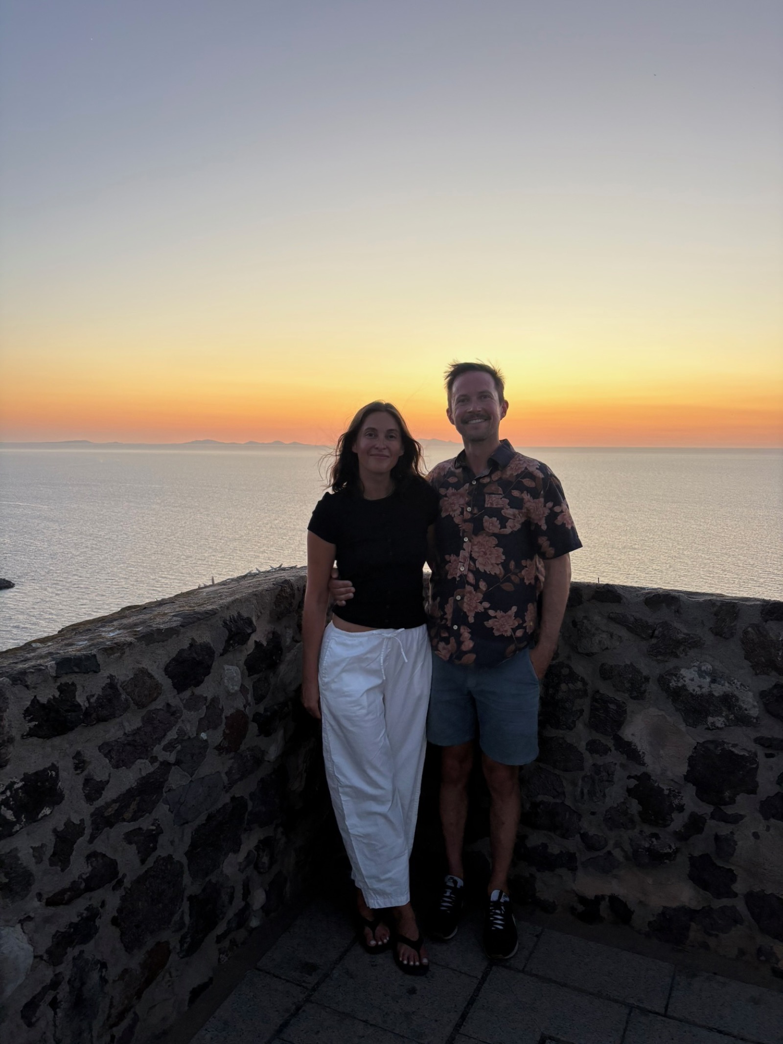 Britt and Kyle at sunset from the top of the Castelsardo castle