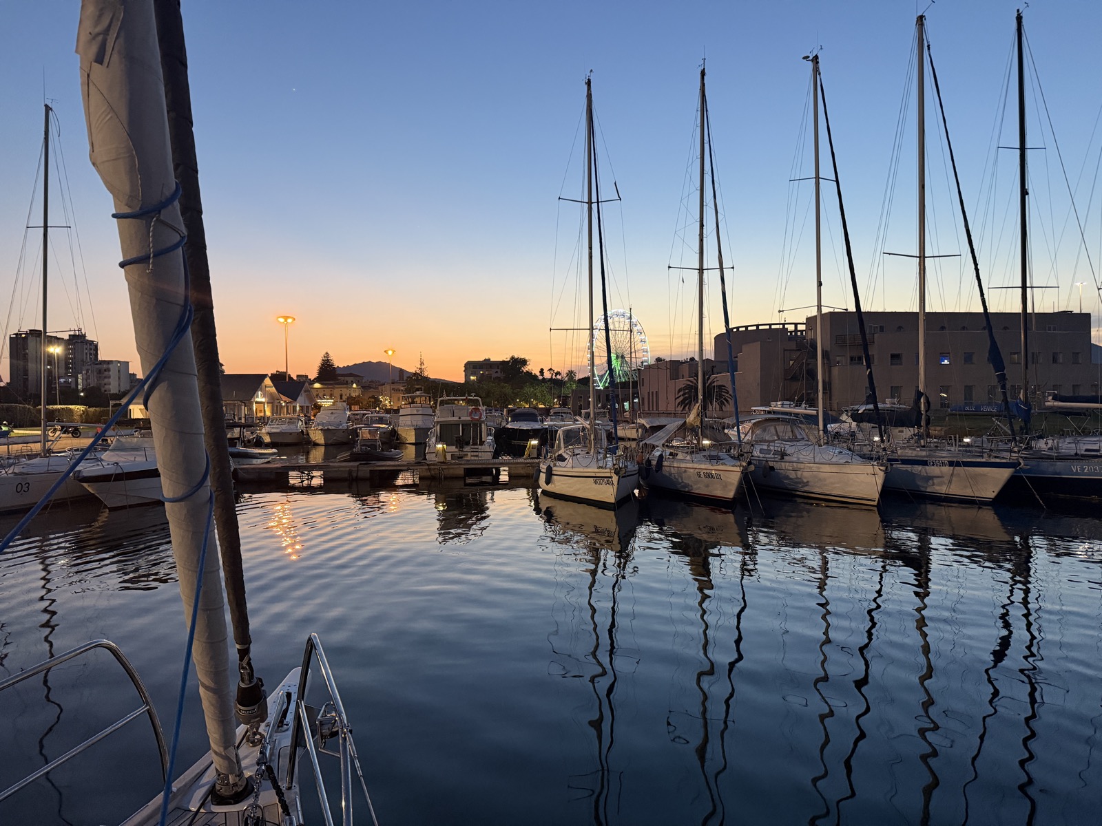 Sunset over the marina in Olbia