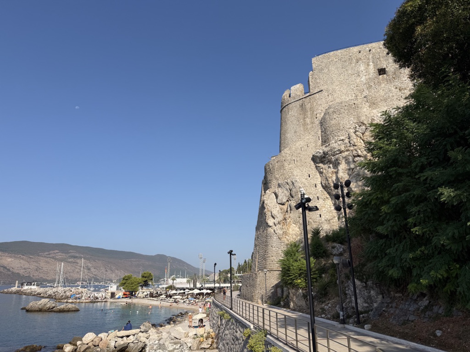 The fortress at the centre of Herceg Novi reaching down to the water