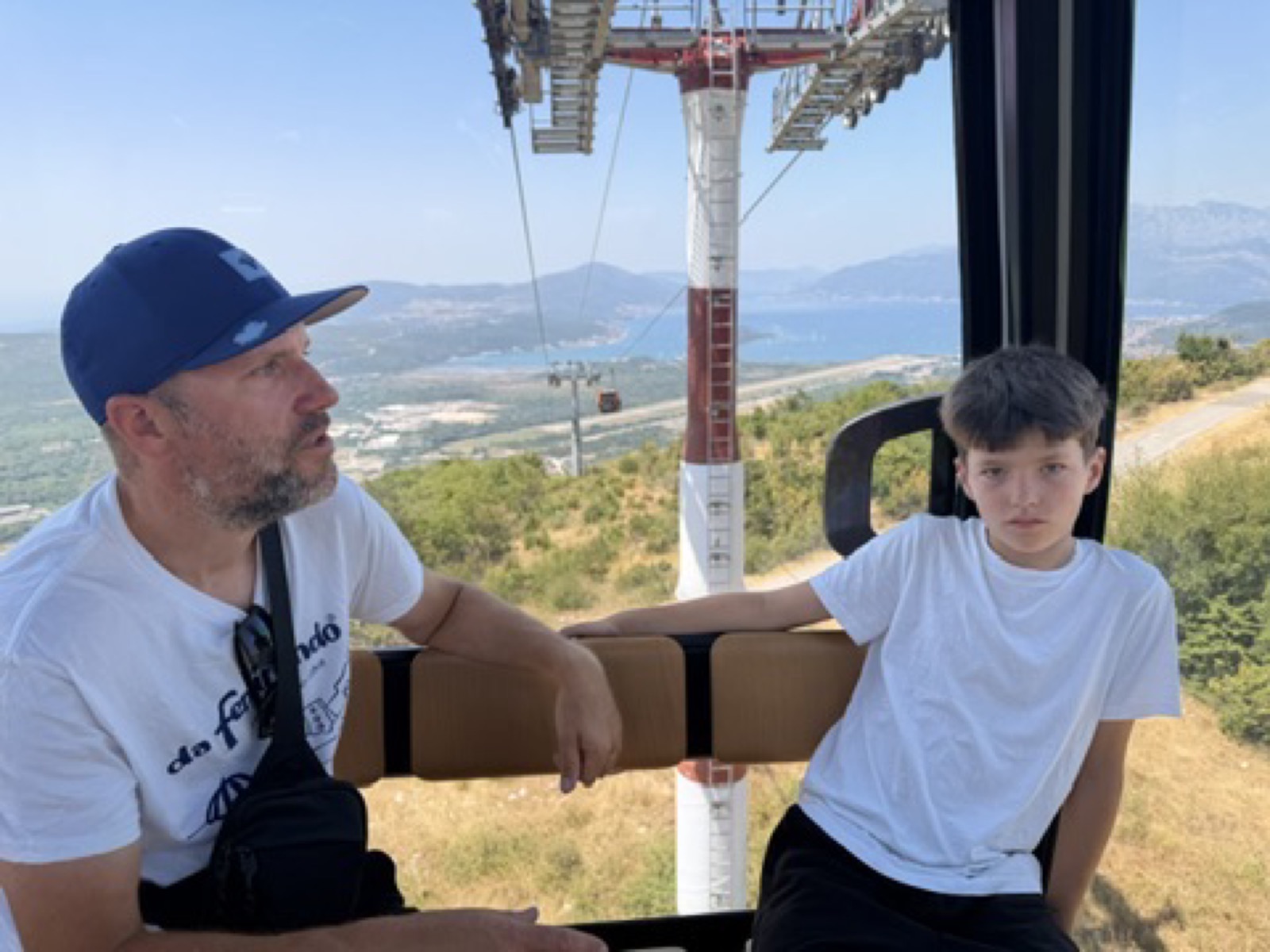 Riding the cable car up from Kotor