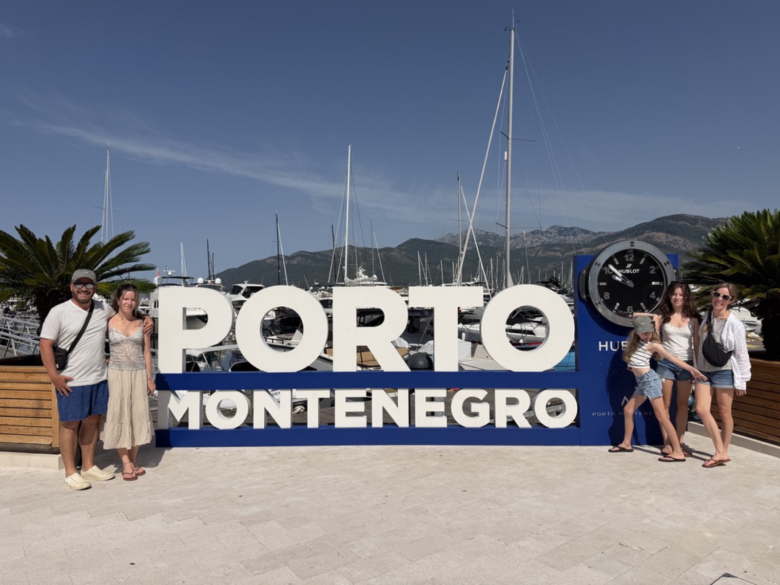Group photo at the Porto Montenegro sign